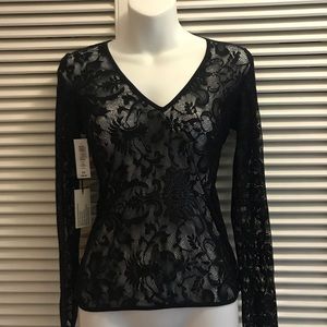 Babaton Aritzia  Sheer and Soft Black Lace Blouse.NWT